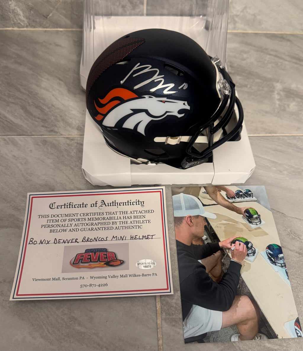 Bo Nix Denver Broncos Autographed Mini Helmet with COA & product image 1