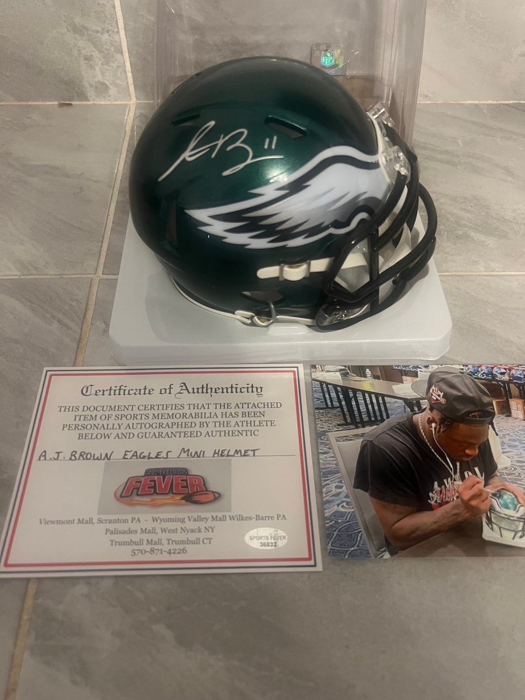 A.J. Brown Autographed Philadelphia Eagles Mini Helmet with product image 1