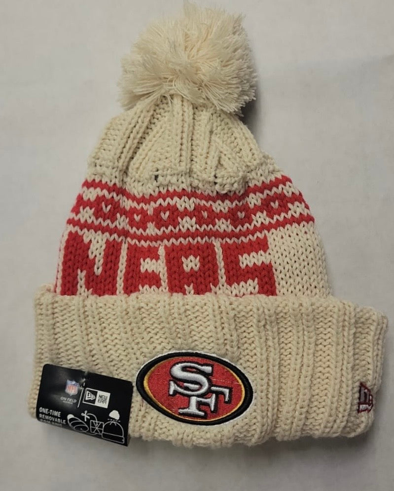 San Francisco 49ers NFL New Era winter Hat with Pom cream product image 1