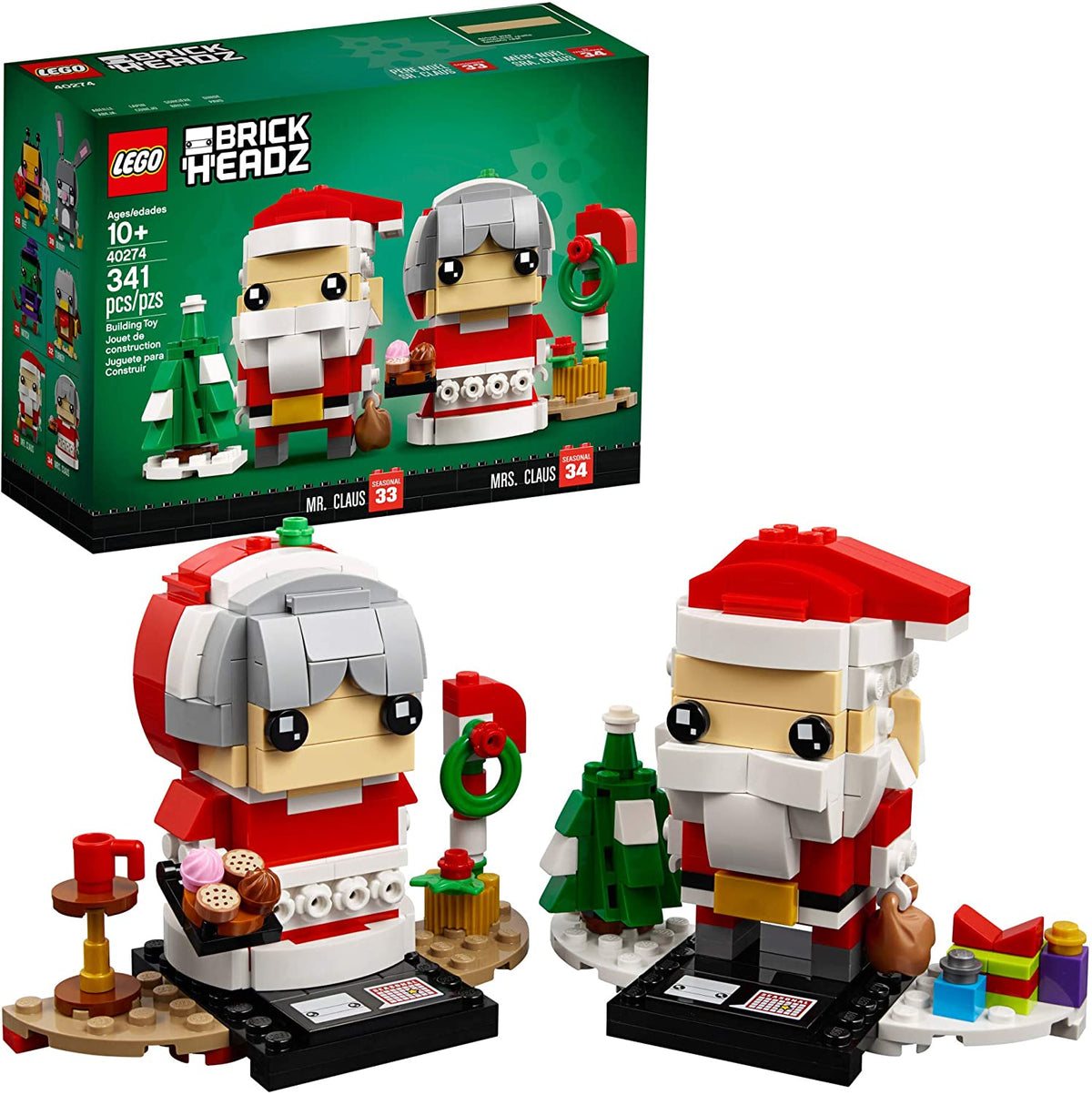 40274 BrickHeadz Mr. & Mrs. Claus (Retired) (New Sealed) product image 1, provided for visual reference and product detail
