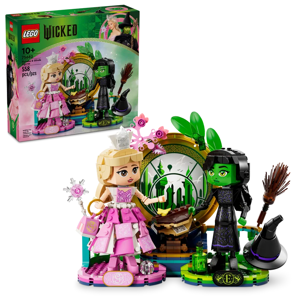 75682 Wicked Elphaba & Glinda Figures (Retired) (Open Box, Sealed Bags) product image 1, provided for visual reference and