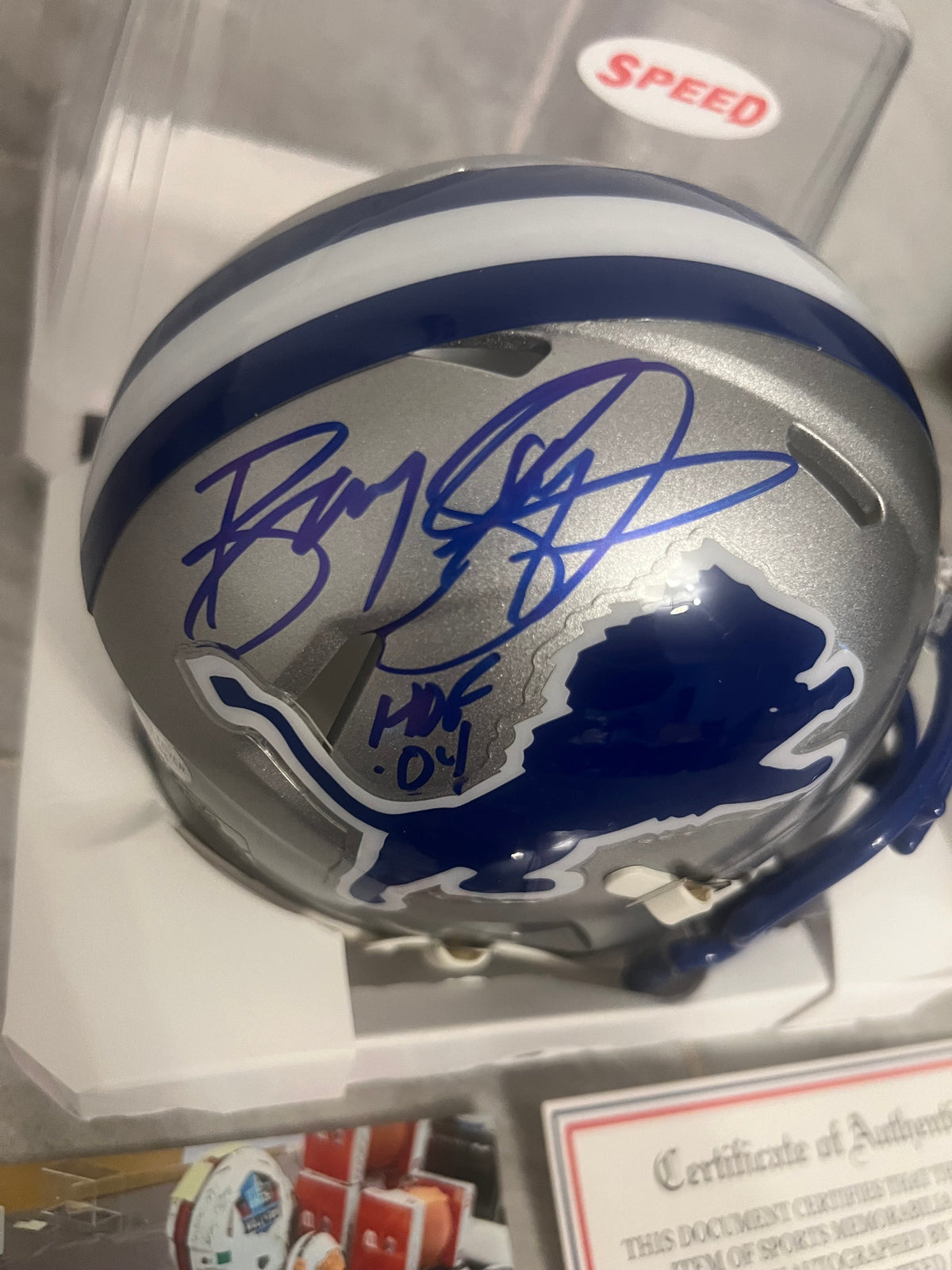 Barry Sanders Autographed Detroit Lions Mini Helmet with COA product image 2