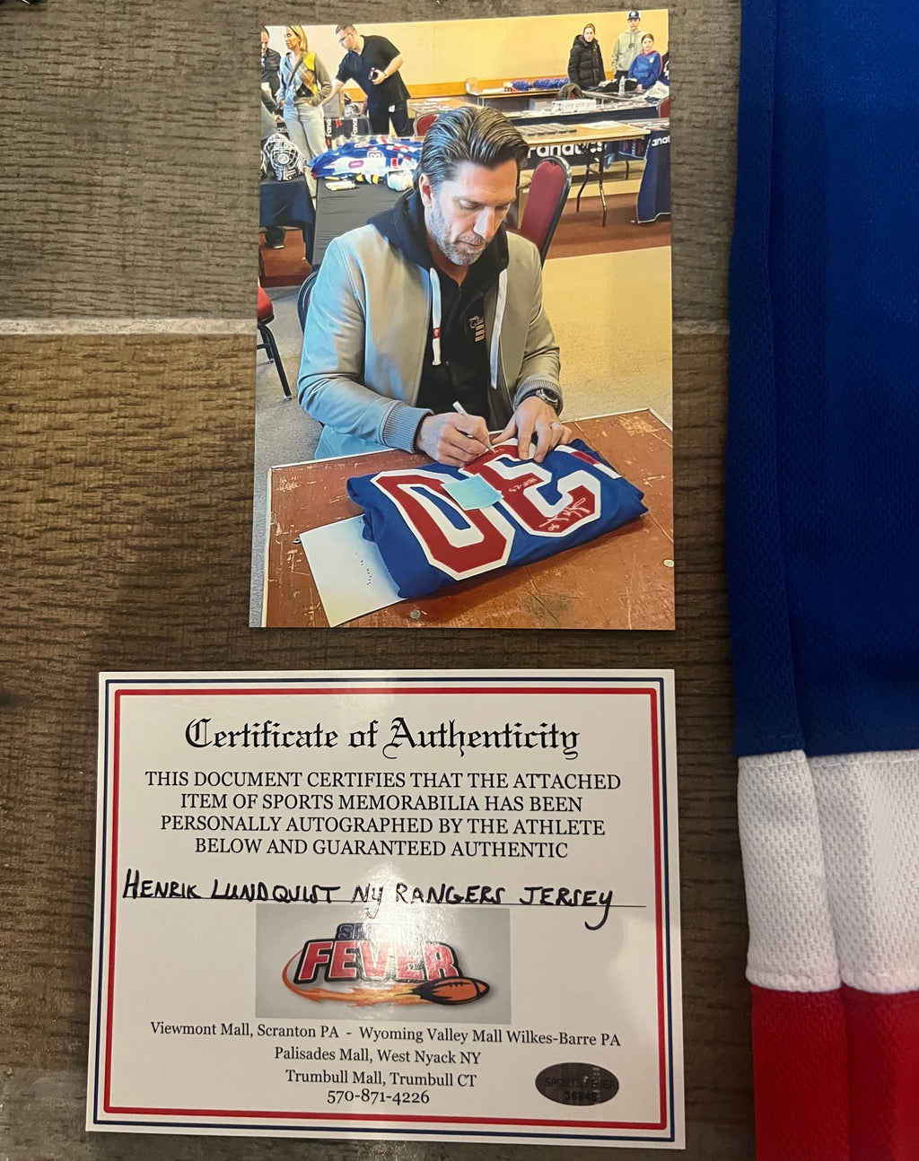 Henrik Lundqvist New York Rangers autographed jersey COA product image 3