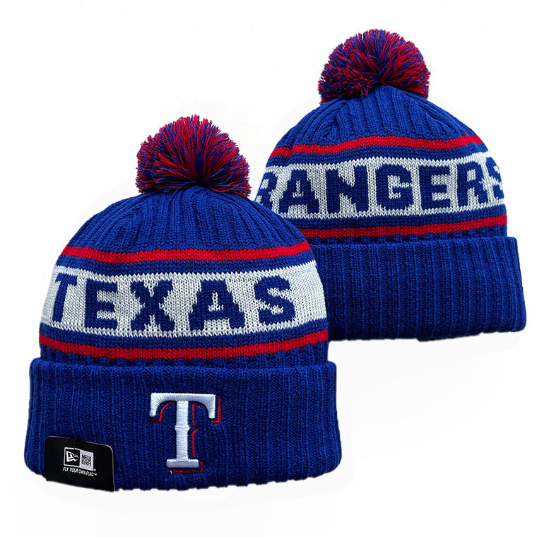 Texas Rangers MLB New Era winter knit Hat with Pom