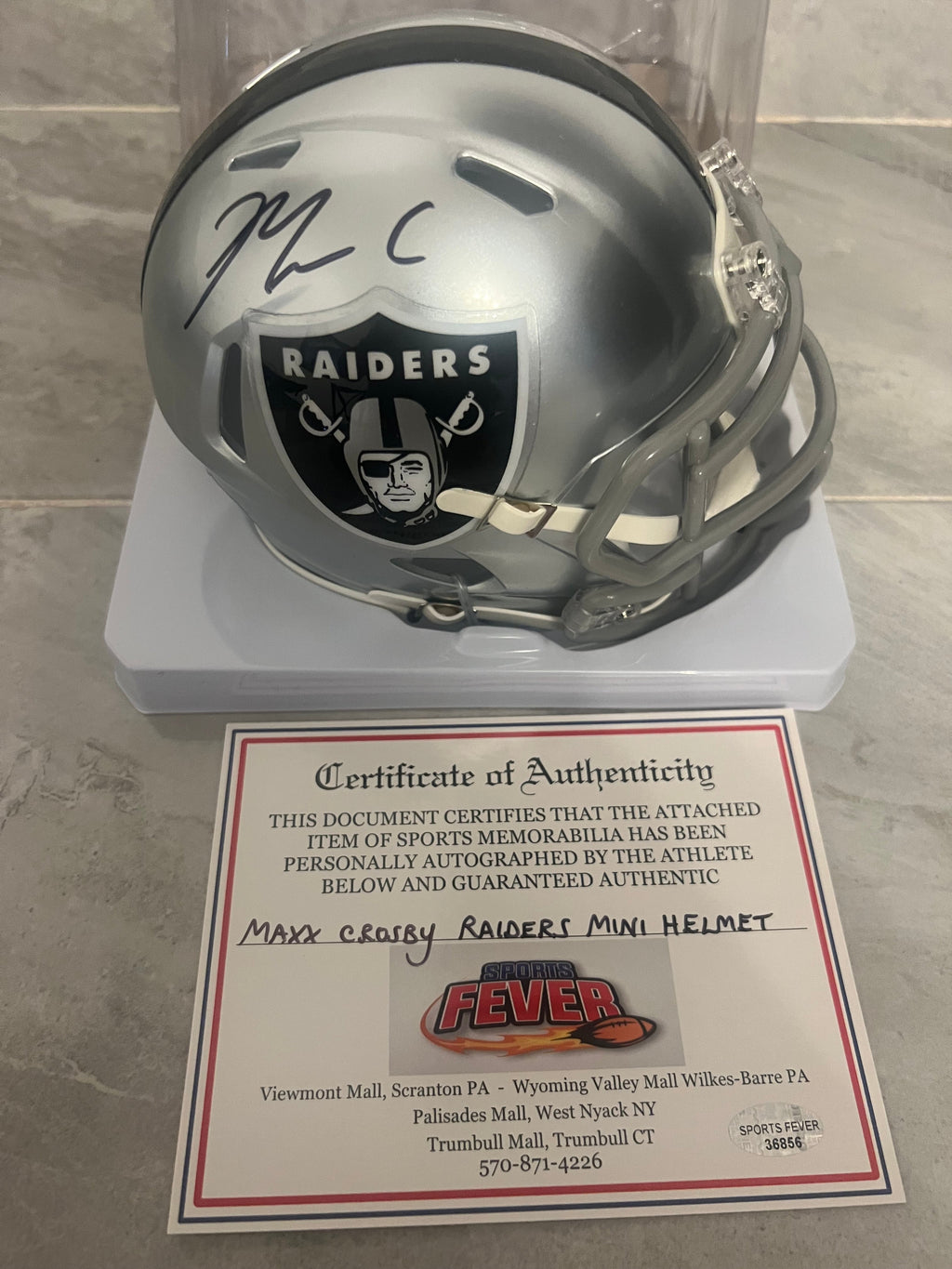 Maxx Crosby Autographed Las Vegas Raiders Mini Helmet with product image 1