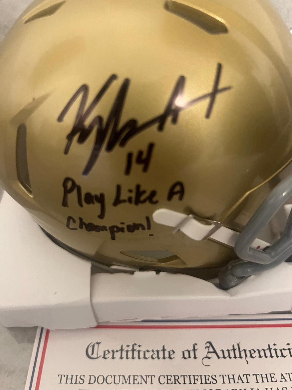 Kyle Hamilton Autographed Notre Dame Mini Helmet with COA product image 2