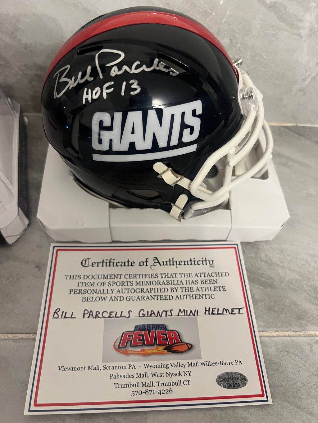 Bill Parcells New York Giants Autographed Mini Helmet with product image 1