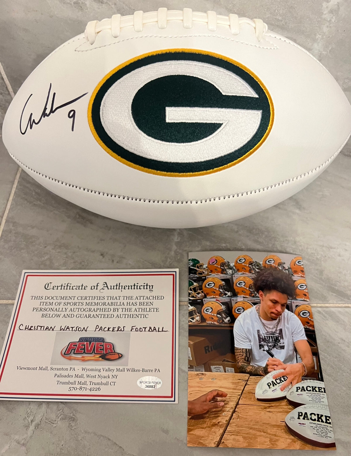 Christian Watson Green Bay Packers Autographed Football product image 1