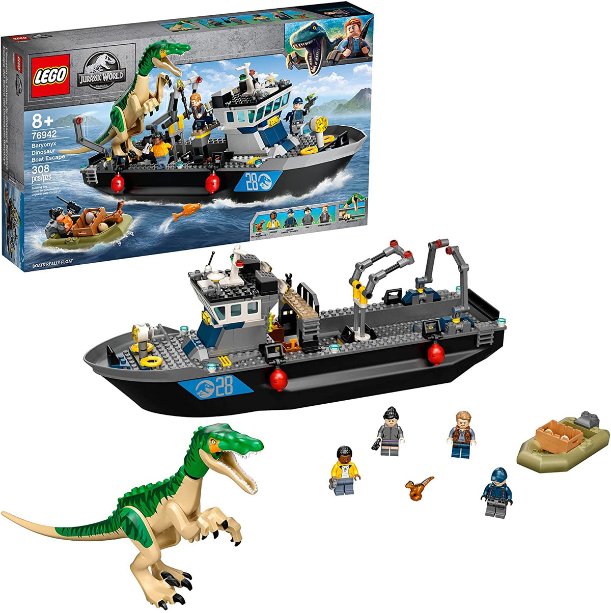 76942 Baryonyx Dinosaur Boat Escape (Certified Complete) product image 1, provided for visual reference and product detail