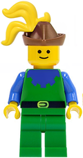 Forestman - Blue, Brown Hat, Yellow 3-Feather Plume (cas136) product image 1, provided for visual reference and product