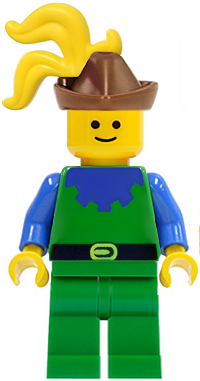 Forestman - Blue, Brown Hat, Yellow 3-Feather Plume (cas136) product image 1, provided for visual reference and product