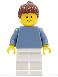 Plain Sand Blue Torso with Sand Blue Arms, White Legs, Reddish Brown Hair with Ponytail (pln161) product image 1, provided