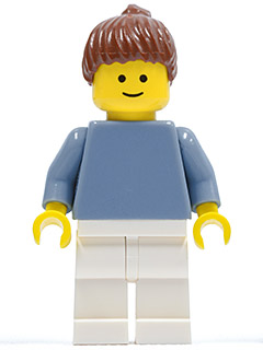 Plain Sand Blue Torso with Sand Blue Arms, White Legs, Reddish Brown Hair with Ponytail (pln161) product image 1, provided