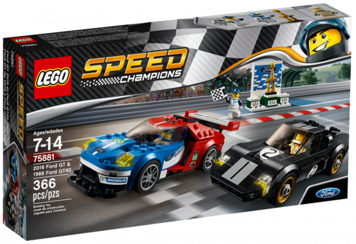 75881 2016 Ford GT & 1966 Ford GT40 (Retired) LEGO Speed Champions product image 1, provided for visual reference and