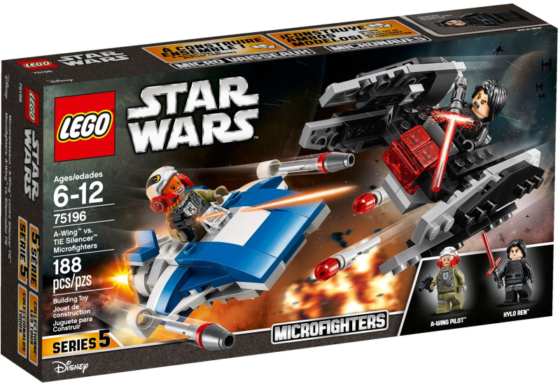 75196 A-Wing vs. TIE Silencer Microfighters (Retired) LEGO Star Wars product image 1, provided for visual reference and