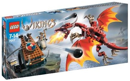 7017 Viking Catapult versus the Nidhogg Dragon (Retired) LEGO Vikings