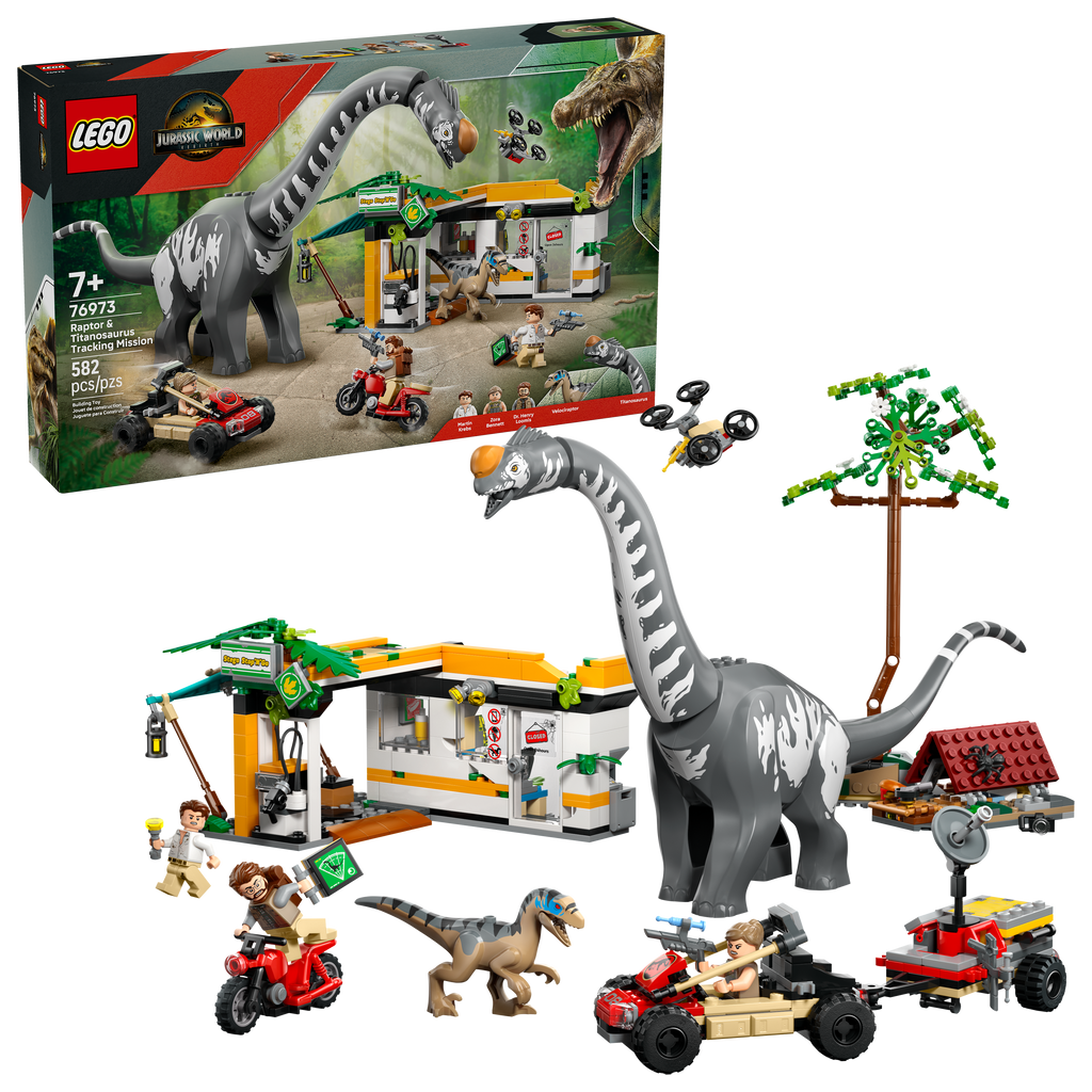 76973 Raptor & Titanosaurus Tracking Mission (Retired) LEGO Jurassic World product image 2, provided for visual reference
