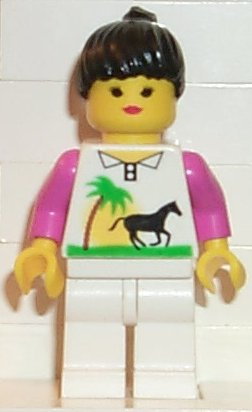 Horse and Palm - White Legs, Black Ponytail Hair (trn013) product image 1, provided for visual reference and product detail