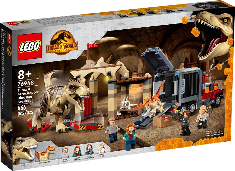 76948 T. rex & Atrociraptor Dinosaur Breakout (Retired) LEGO Jurassic World product image 1, provided for visual reference