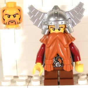 Fantasy Era - Dwarf, Dark Orange Beard, Metallic Silver Helmet with Wings, Dark Red Arms (cas357) product image 1, provided