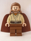 Qui-Gon Jinn - Light Nougat Head, Reddish Brown Legs and Cape (sw0322) product image 1, provided for visual reference and
