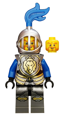Castle - King's Knight Armor with Lion Head with Crown, Helmet with Fixed Grille, Blue Plume (cas523) product image 1,