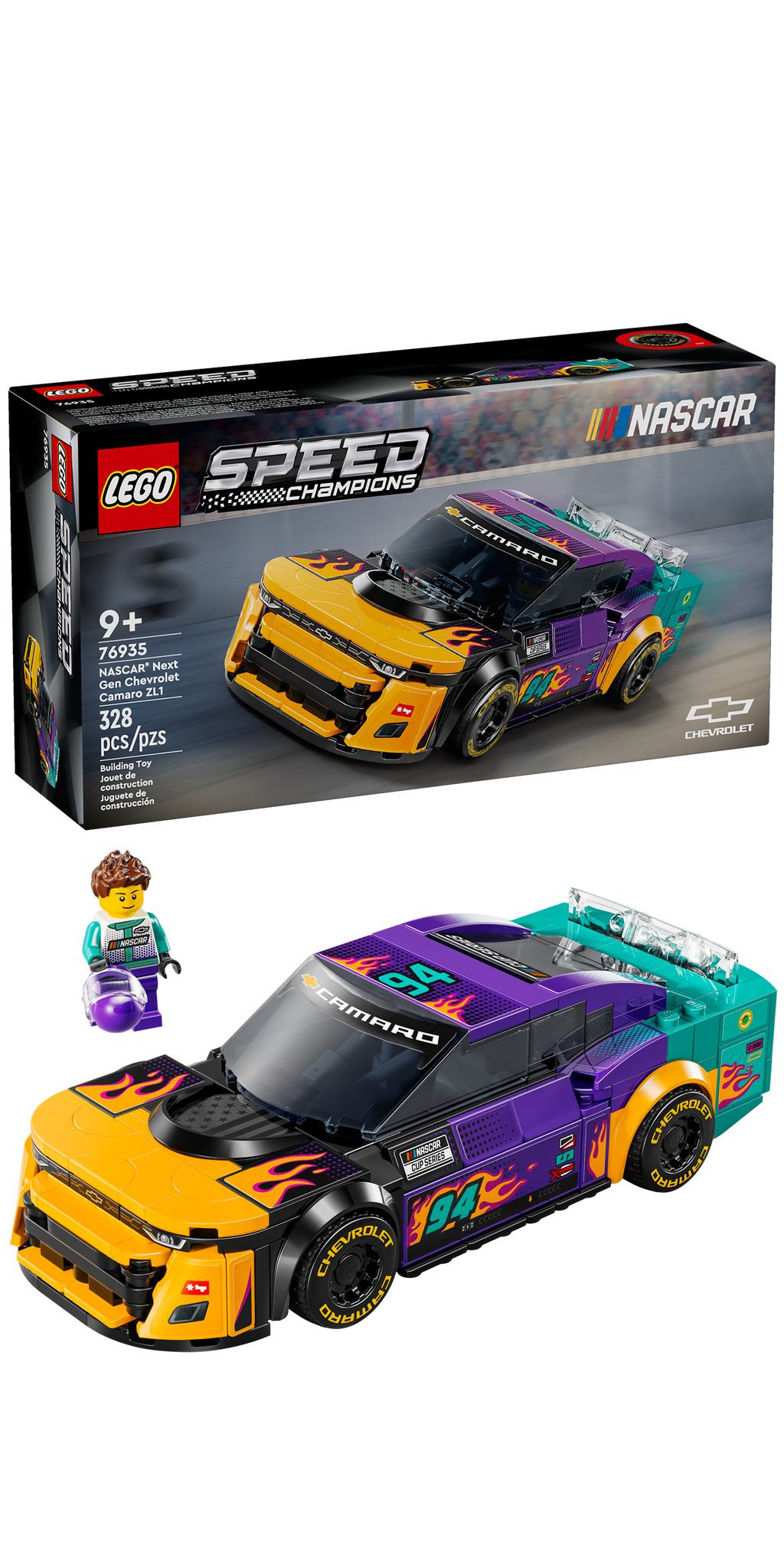 76935 NASCAR Next Gen Chevrolet Camaro ZL1 (Retired) LEGO Speed Champions product image 1, provided for visual reference and