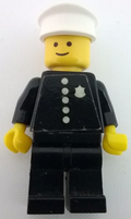 Police - Torso Sticker with 5 Buttons and Badge, Black Legs, White Hat (cop014s) product image 1, provided for visual