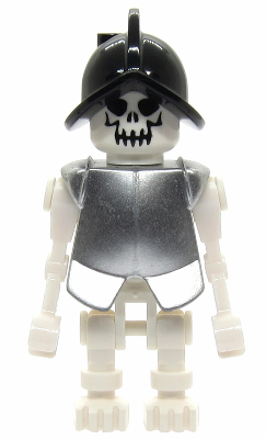 Skeleton, Fantasy Era Torso with Evil Skull, Black Conquistador Helmet, Metallic Silver Armor (gen021a) product image 1,
