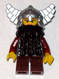 Fantasy Era - Dwarf, Dark Brown Beard, Metallic Silver Helmet with Wings, Dark Red Arms (cas429) product image 1, provided