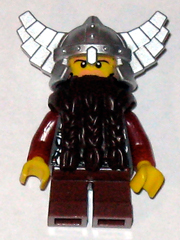 Fantasy Era - Dwarf, Dark Brown Beard, Metallic Silver Helmet with Wings, Dark Red Arms (cas429) product image 1, provided