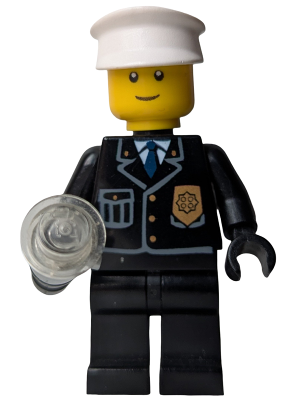 Police - City Suit with Blue Tie and Badge, Black Legs, White Hat - with Light-Up Flashlight (cop045) product image 1,