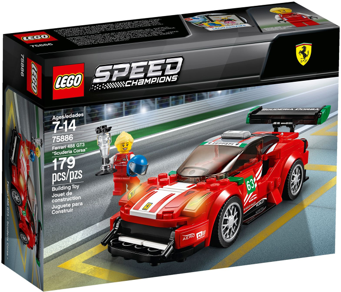 75886 Ferrari 488 GT3 Scuderia Corsa (Retired) LEGO Speed Champions product image 1, provided for visual reference and