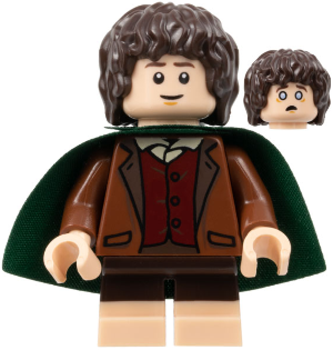 Frodo Baggins - Reddish Brown Jacket, Light Nougat Feet, Dark Green Cape (lor112) product image 1, provided for visual