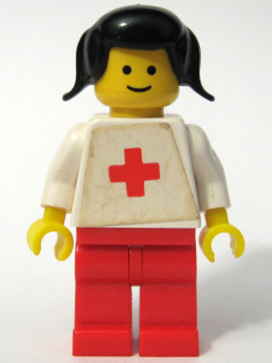 Doctor - Plain White with Red Cross Torso Sticker, Red Legs, Black Pigtails Hair (doc013s) product image 1, provided for