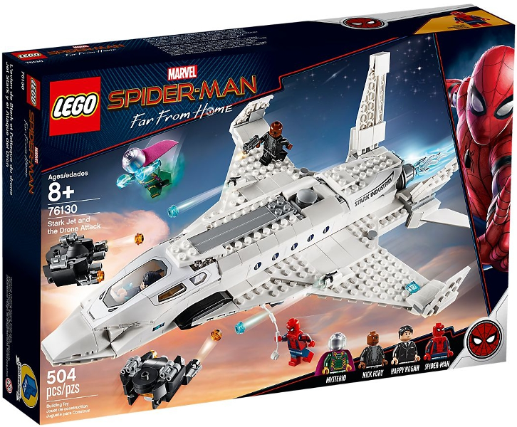 76130 Stark Jet and the Drone Attack (Retired) LEGO Super Heroes product image 1, provided for visual reference and product