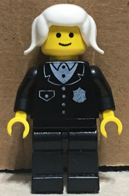 Police - Suit with 4 Buttons, Black Legs, White Pigtails Hair (cop046) product image 1, provided for visual reference and