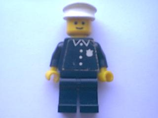 Police - Torso Sticker with 4 Buttons, Badge, and Collar, Black Legs, White Hat (cop042) product image 1, provided for