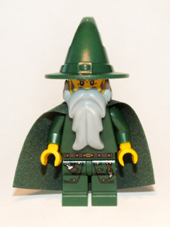 Kingdoms - Dark Green Wizard, Light Bluish Gray Beard, Cape (cas509) product image 1, provided for visual reference and