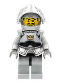 Fantasy Era - Crown Knight Plain with Breastplate, Helmet with Visor, Curly Eyebrows and Goatee, Black Hips, Light Bluish