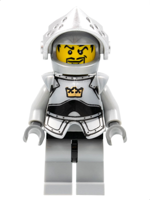 Fantasy Era - Crown Knight Plain with Breastplate, Helmet with Visor, Curly Eyebrows and Goatee, Black Hips, Light Bluish
