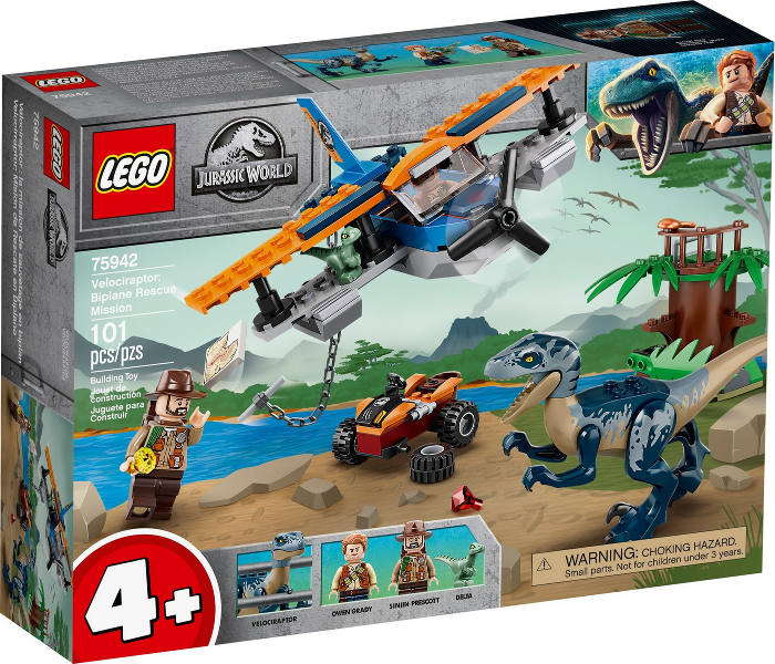 75942 Velociraptor: Biplane Rescue Mission (Retired) LEGO Jurassic World product image 1, provided for visual reference and