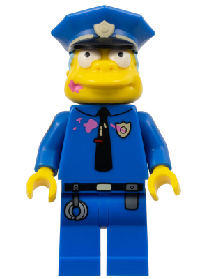 Chief Wiggum with Dark Pink Frosting Splotches on Face and Shirt (sim023) product image 1, provided for visual reference and
