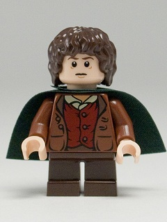 Frodo Baggins - Reddish Brown Jacket, Dark Brown Legs, Dark Green Cape (lor028) product image 1, provided for visual