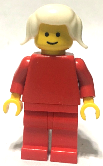 Plain Red Torso with Red Arms, Red Legs, White Pigtails Hair (pln101) product image 1, provided for visual reference and
